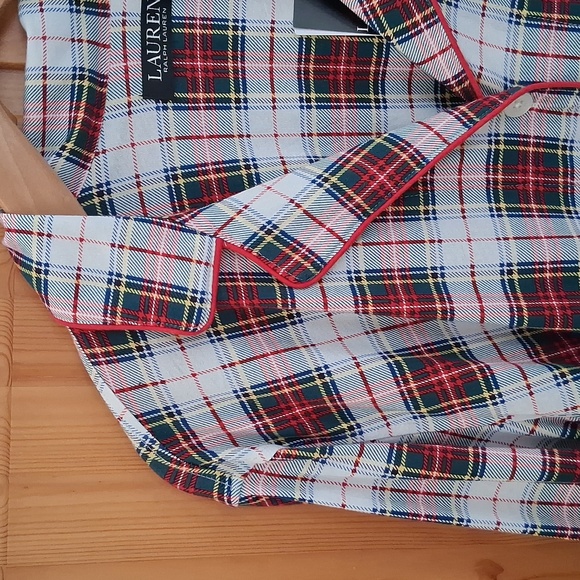 NEW Lauren Ralph Lauren Ivory Red Plaid Pajama Pants Set Size Large - Picture 9 of 11